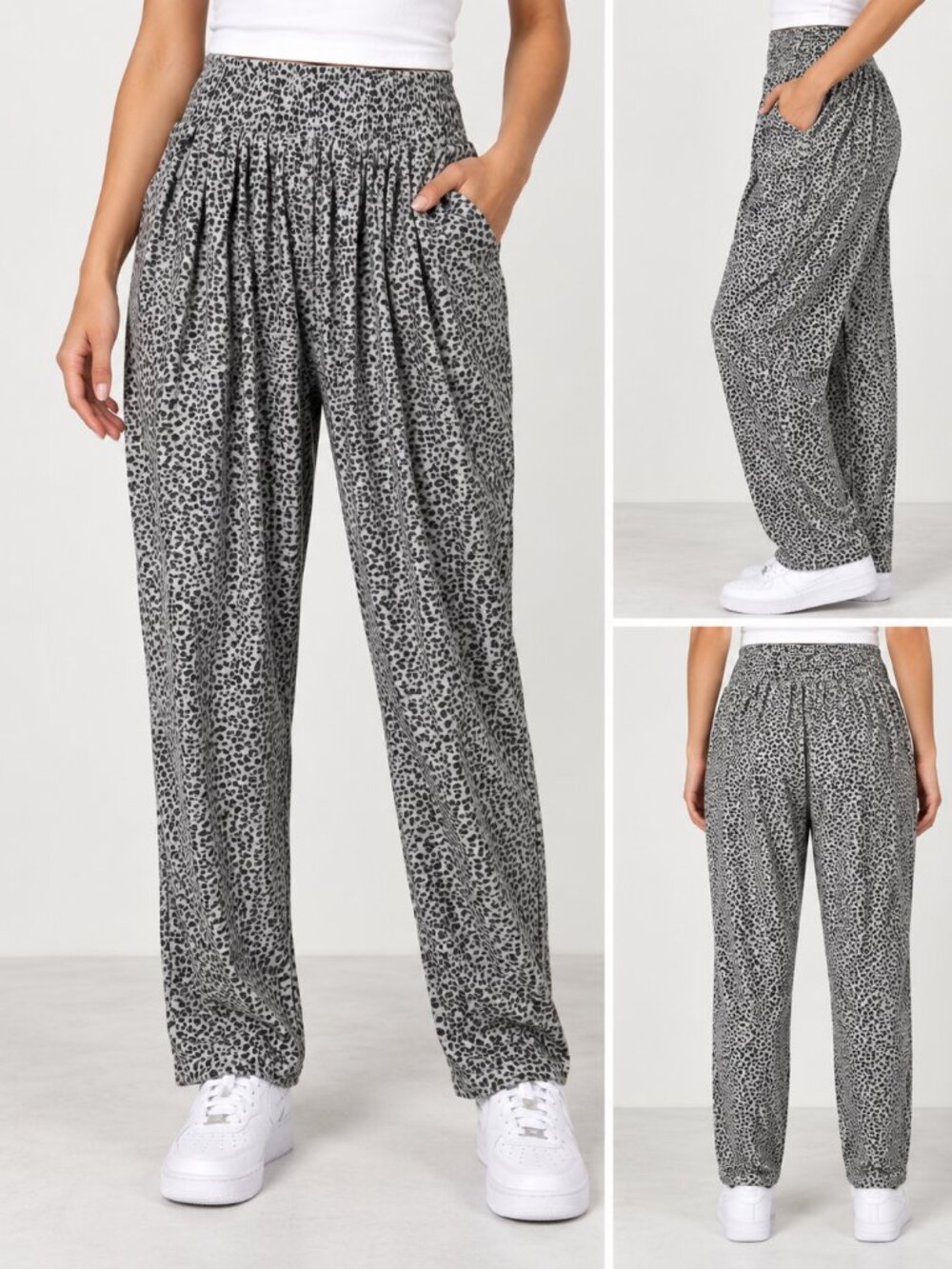 Z Supply Black & White Leopard Print Jogger Pants Size S